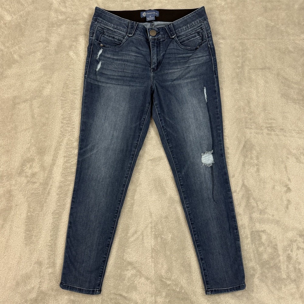Democracy Jeans Womens 8 Ab Solution Slim Ankle Rayon Flex Comfort Distressed